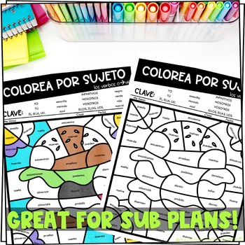 Stem-Changing Present Tense Verbs Worksheets | Spanish verb coloring ...