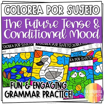 Preview of Future and Conditional Worksheets | Spanish verb coloring activity | Colorea