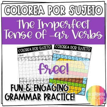 Preview of Imperfect Tense Worksheet Regular AR Verbs - FREE Spanish verb coloring activity