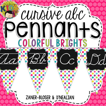 Preview of {Colorful Brights} Cursive Alphabet Pennant Banner