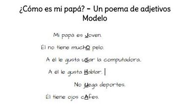Como Es Mi Papa Adjectives Acrostic Poem Spanish Class Tpt