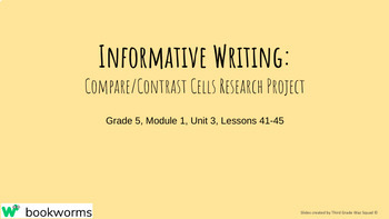 Preview of "Compare/Contrast Cells Writing" Google Slides- Bookworms Supplement