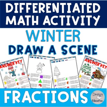 Preview of Winter Math Worksheets: Comparing and Equivalent Fractions (Differentiated)