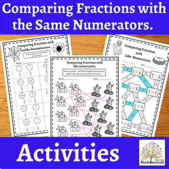 Preview of   Comparing Fractions with the Same Numerators Activities