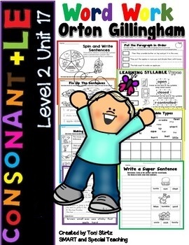 Preview of Consonant le syllable worksheets Final Stable Syllables Orton Gillingham RTI