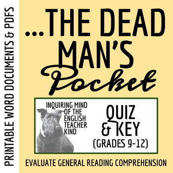 Preview of "Contents of the Dead Man's Pocket" by Jack Finney Quiz and Answer Key