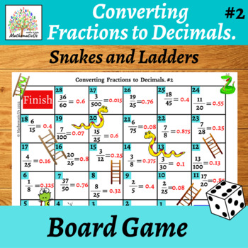 Preview of   Converting Fractions to Decimals #2 Snakes and Ladders Dice Game