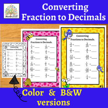 Preview of  Converting Fractions to Decimals worksheets
