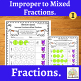 Converting Improper Fractions to Mixed Numbers with models