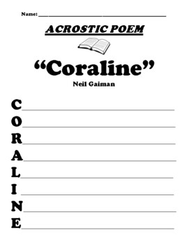 “Coraline” Neil Gaiman ACROSTIC POEM WORKSHEET