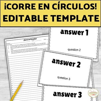 Preview of ¡Corre en Círculos! Spanish Review Game Activity Editable Review Game Template