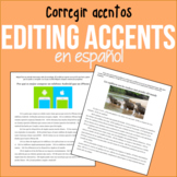 ¡Corregir Acentos en español! 4th grade EDITING for SPANIS