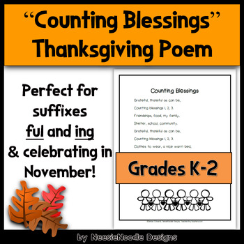 Preview of "Counting Blessings" Poem for Phonics (ng & nk,) Fluency, Thanksgiving, Suffixes