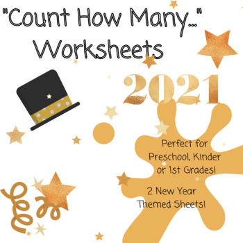 Preview of "Count How Many?" Math Worksheets - New Year Edition