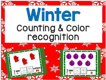 Preview of Counting and color identification GOOGLE SLIDES * WINTER/CHRISTMAS theme