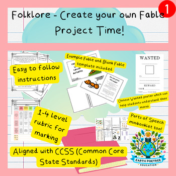 Preview of Folklore Fable Project | Create a Fable and Poster | CCSS - Common Core Aligned