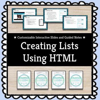 Preview of ★ Creating Lists Using HTML ★ Slides and Guided Notes for Web Design