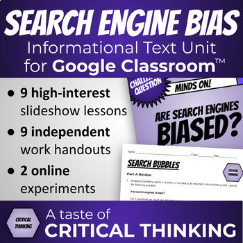 Preview of ⭐Critical Thinking Internet Search Activity: Distance Learning Google Classroom™