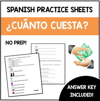 Preview of ¿Cuánto cuesta(n)? How Much Does It Cost? Spanish Practice Sheets