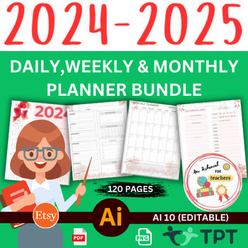 Preview of "DAILY PLANNER" "WEEKLY PLANNER" & "MONTHLY PLANNER" BUNDLE