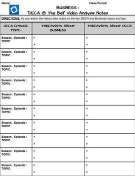 Preview of "DECA @ the Bell" Business Video Analysis Notes