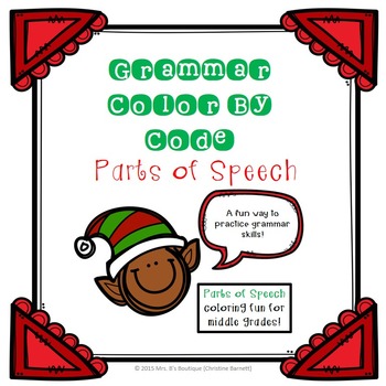 Preview of December Holidays Parts of Speech Grammar Practice - Color By Code!