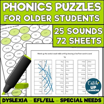 Preview of Dyslexia PHONICS PUZZLES for Older Students Reading Remediation