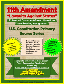 Preview of (DISTANCE LEARNING) - 11th Amendment - "Lawsuits Against States"