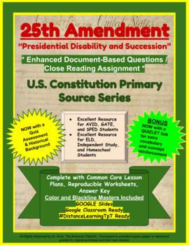 Preview of (DISTANCE LEARNING) - 25th Amendment - "Presidential Disability ..."