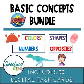 Preview of DISTANCE LEARNING Basic Concepts BUNDLE colors shapes opposite and numbers