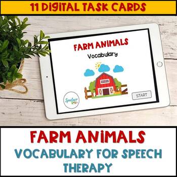 Preview of DISTANCE LEARNING Farm Animals Vocabulary for Speech therapy| BOOM Cards™