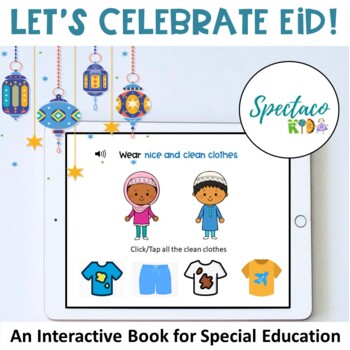Preview of (Distance Learning) Let's Celebrate Eid Interactive Book for Special Education