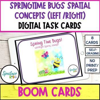 Preview of Spring Time Bugs Spatial Concepts left and right BOOM Cards kindergarten NO PREP