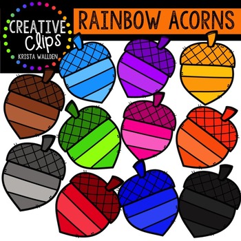 Preview of Rainbow Acorns {Creative Clips Digital Clipart}