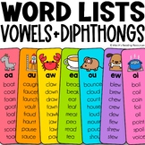 Vowel Teams Word Lists Diphthongs Word Work Diphthongs Pho