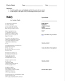 "Daddy" by Sylvia Plath: Poetry Close Reading and Guided Response