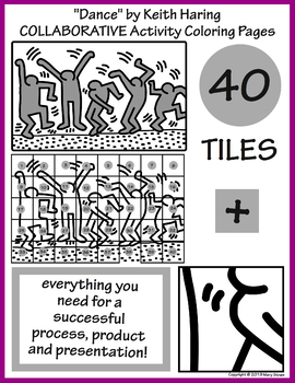 Preview of "Dance" by Keith Haring COLLABORATIVE Activity Coloring Pages