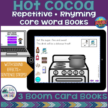 Preview of #Dec2022HalfOffSpeech Let's Make Hot Cocoa: Repetitive Core Word BOOM Cards