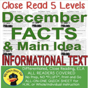 Preview of "December FUN FACTS" Differentiated Close Reading Leveled Passages W/ Fluency