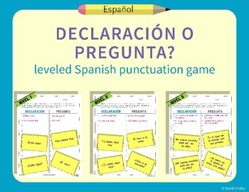 Preview of "¿Declaración o Pregunta?" – Spanish Leveled Punctuation, Reading & Writing Game