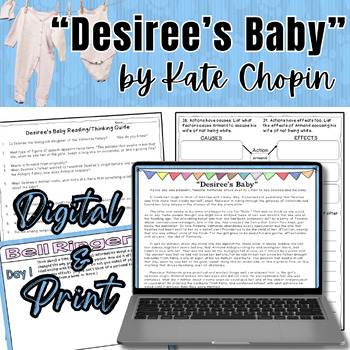 Preview of Desiree's Baby by Kate Chopin - Reading/Thinking Guide, Quiz - Digital & Print