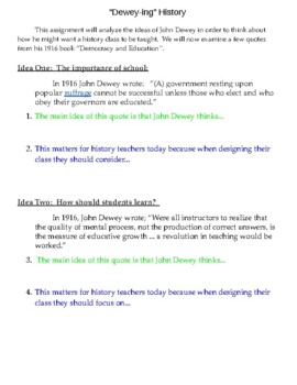 Preview of "Dewey-ing" History - How would John Dewey teach a history class today?