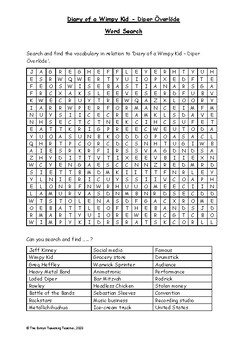 'Diary of a Wimpy Kid - Diper Overlode' Word Search (PDF) | TPT