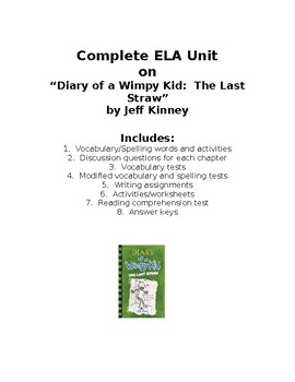 Preview of "Diary of a Wimpy Kid:  The Last Straw" by Jeff Kinney Unit