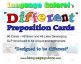 "Different" Preposition Practice Cards - Set of 96