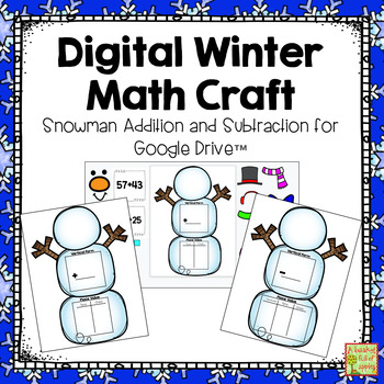 Preview of  Digital Addition and Subtraction Winter Math Craft