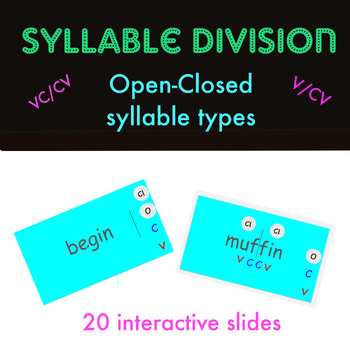 Preview of *Digital* Multisyllable word division VCCV V/CV pattern open closed syllables
