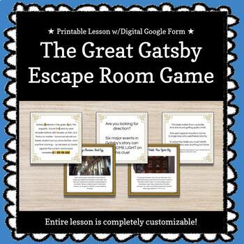 Preview of ★ Digital + Print ★ Great Gatsby Customizable Escape Room / Breakout Game