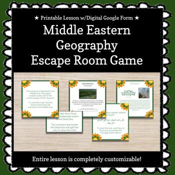 Preview of ★ Digital + Printable ★ Middle Eastern Geography Breakout Game *Customizable*