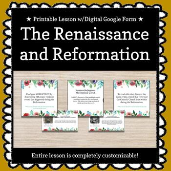 Preview of ★ Digital + Printable ★ Renaissance and Reformation Breakout Game *Customizable*